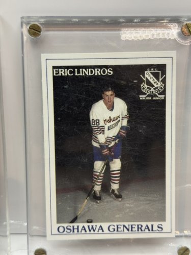 8 OHL ERIC LINDROS OSHAWA GENERALS COLLECTIBLE CARDS IN HARD SCREW DOWN PROTECTIVE CASES image 11