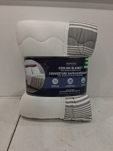 BERKSHIRE reversible down alternative cooling comforter - king - WHITE/GREY stripes (model: 1986201) image 2