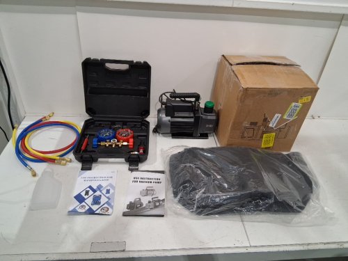 pb motor tech vacuum pump with manifold gauge set - 1/3hp - 4.5cfm - 5pa - 3 way manifold gauge - black (model: pb-a00a / rs-1.5) image 3