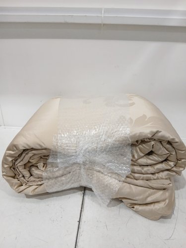3PC Chezmoi Collection Royale Jacquard Floral Comforter Set - Oversized King - Champagne/ BEIGE image 3