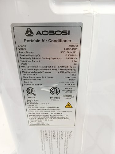 AOBOSI PORTABLE AIR CONDITIONER - REMOTE CONTROLLED, WIFI ENABLED, SILENT MODE, DEHUMIDIFIER - 10000 BTU - WHITE (MODEL: ‎ABS-A019E-06KR) image 9