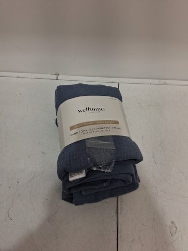 4pk Welhome Waffle Texture Hand Towels -15.35" x 30" - blue - (model:1996328) image 2