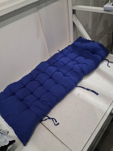 NOREF Long Cushion Mat for Recliner Rocking Rattan Chair- 41" x 16" - blue image 2