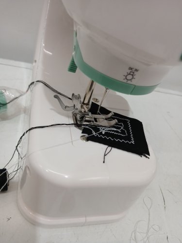 Portable Mini Sewing Machine with 12 Stitch Patterns - White/Green (Model: SM-520A) image 5