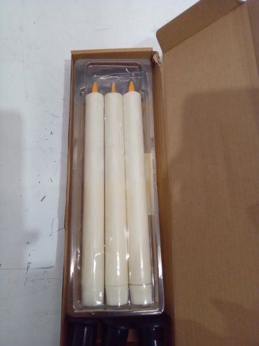 3pk  Flameless Taper Candles- 10" - ivory image 3