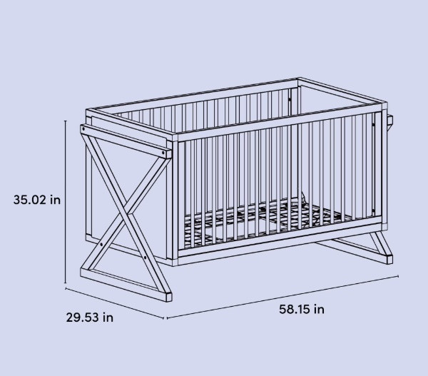 Storkcraft Equinox 3-in-1 Convertible Crib with unique modern structure - white/grey (model: 31102501) image 3