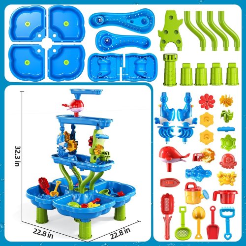 Guminnara kids 4-tier water and sand sensory Play Table - blue/multicolored image 2