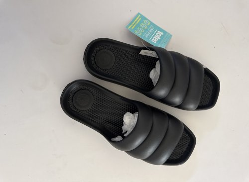 WOMEN'S TOTES PUFFY PLATFORM SLIDE SANDALS - 9 - BLACK image 2