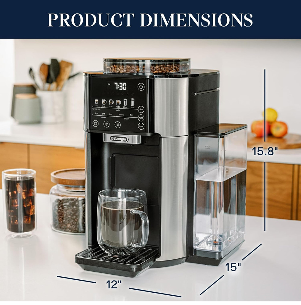 DeLonghi TrueBrew Hot or Iced SINGLE SERVE Coffee Maker WITH Built-in Grinder - BLACK/Stainless STEEL (MODEL: CAM51025MB) image 2