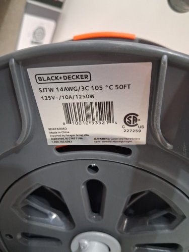 black+decker Retractable Extension Cord Reel with 4 Outlets & Heavy Duty 14AWG SJTW Cable- 50FT (MODEL-	‎227259 / bdxpa0062) image 5