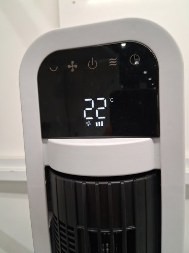 omnibreeze premium 38" oscillatiNG tower fan with wifi CONTROL, 5-SPEEDS & REMOTE - white/BLACK (model: 5333021/dc2313r-g) image 5