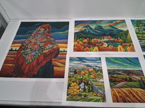 6 ASSORTED RURAL LANDSCAPE ART PRINTS ON CARDSTOCK FROM VARIOUS ARTISTS - 24" x 20"/20" X 16"/14" X 11" - MULTICOLOR image 3
