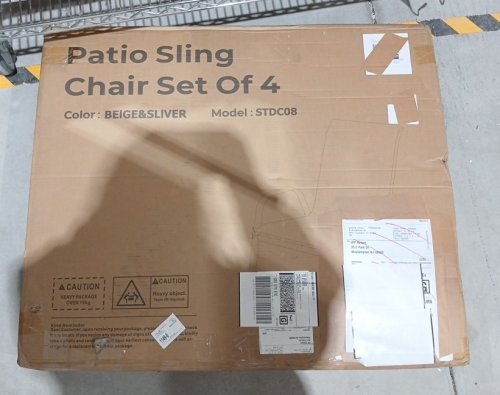 4PK Patio high back chairs with armrests - Beige/Silver (Model: STDC08) image 2