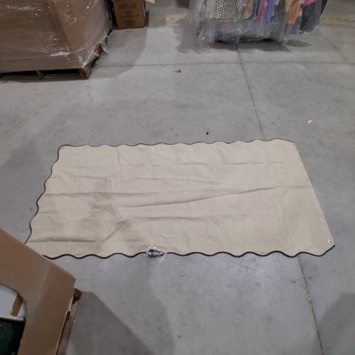 SCALLOPED SHOWER CURTAIN WITH METAL HOOKS - 72" X 12" - BEIGE image 2