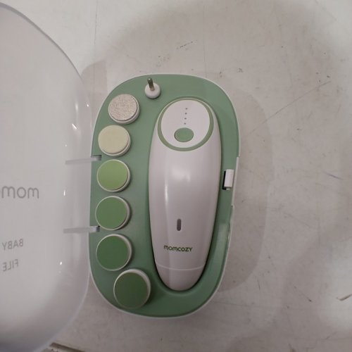 MOMCOZY RECHARGEABLE ELECTRIC GENTLE BABY NAIL TRIMMER - WHITE/GREEN (MODEL: NC02) image 3