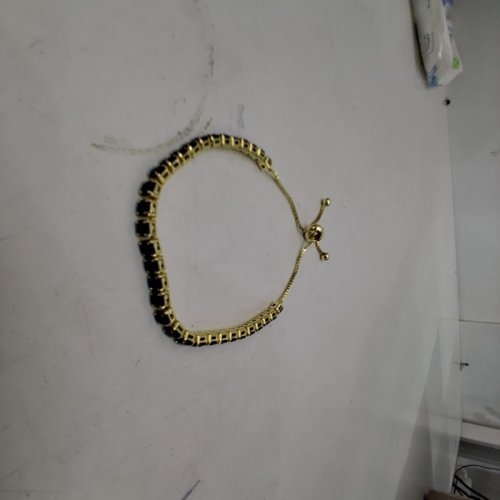 WOMENS E ADJUSTABLE CHAIN BLACK BEAD BRACELET - GOLD-TONE / BLACK (ITEM: H159) image 4