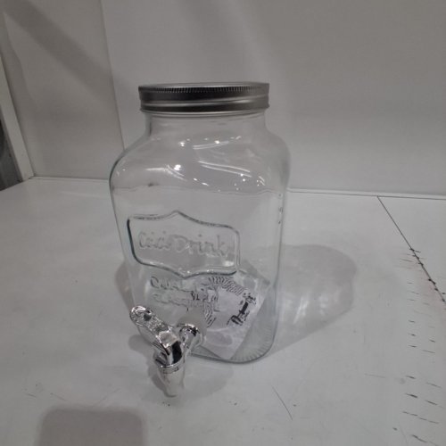 GLASS BEVERAGE DISPENSER JAR WITH SPOUT - 2 GAL - CLEAR image 2