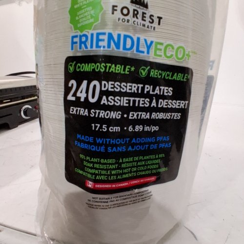 APPROX. 240PK FOREST FOR CLIMATE COMPOSTABLE RECYCLE PAPER DESSERT PLATES - 6" - CREAM (MODEL: 1950646) image 2
