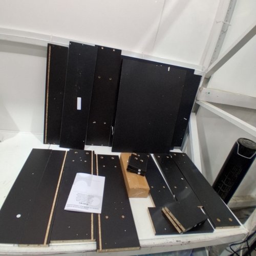 LDAILY FOLD-UP WALL MOUNTED FLOATING DESK WITH 6 SHELVES & DRAWER - 6" X 24" X 22.5" - BLACK (MODEL: CB10839DK) image 2
