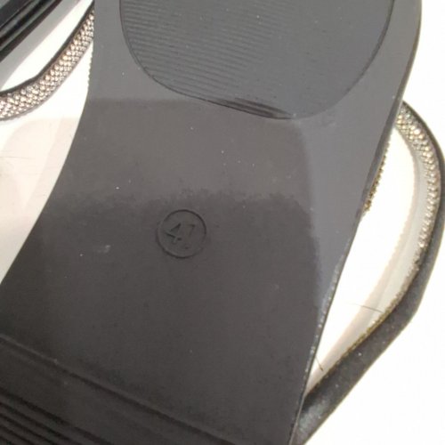 WOMEN'S SPARKLY STRAP FLIP-FLOP SANDALS - SIZE 9.5 (41) - BLACK/SILVER image 4
