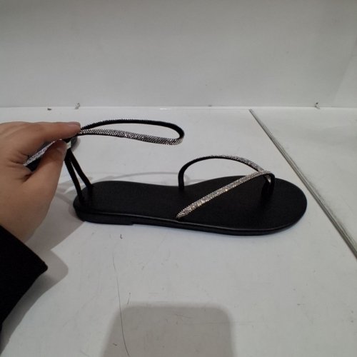 WOMEN'S SPARKLY STRAP FLIP-FLOP SANDALS - SIZE 9.5 (41) - BLACK/SILVER image 6