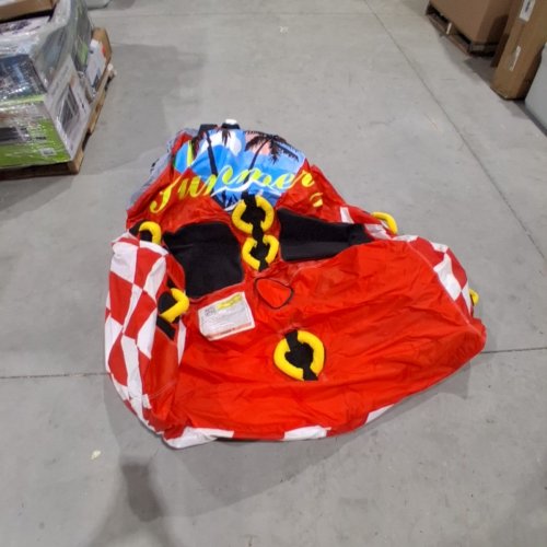TOWABLE INFLATABLE TUBE WITH DUAL TOW POINT WITH 450 LBS MAX- RED/WHITE/YELLOW image 2
