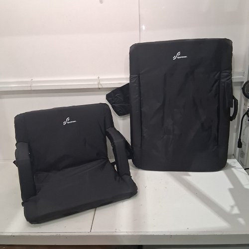 2PK SPORTNEER RECLINING PORTABLE STADIUM SEAT CHAIR - 20.5" X 31.5" - BLACK - (MODEL: KTY-02) image 2