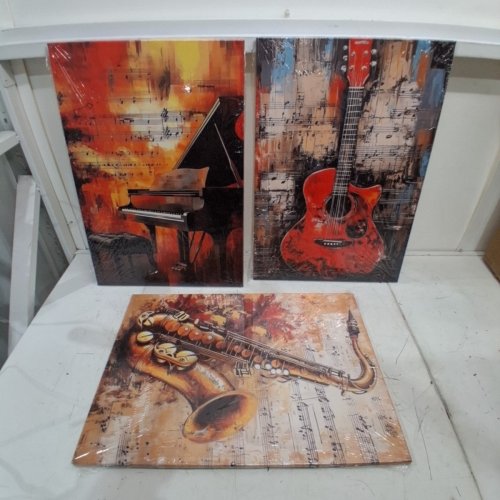 3PC PBXBJY MUSICAL INSTURMENTS CANVAS WALL ART - 16" X 24" - MULTICOLOR image 2