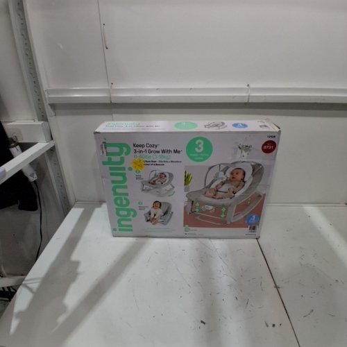 INGENUITY 3-IN-1 KEEP COZY GROW WITH ME VIBRATING BABY BOUNCER, ROCKER & CHAIR - 40LBS CAPACITY - WEAVER THEME GREY/WHITE/GREEN (MODEL: ‎12428) image 5