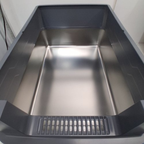 EXTRA LARGE CAT LITTER BOX WITH ENCLOSURE, DOOR AND BUILT-IN ODOR CONTROL PACKET - 23" X 15" - DEEP GREY / STAINLESS STEEL image 5