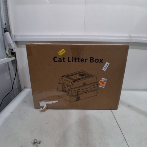EXTRA LARGE CAT LITTER BOX WITH ENCLOSURE, DOOR AND BUILT-IN ODOR CONTROL PACKET - 23" X 15" - DEEP GREY / STAINLESS STEEL image 6