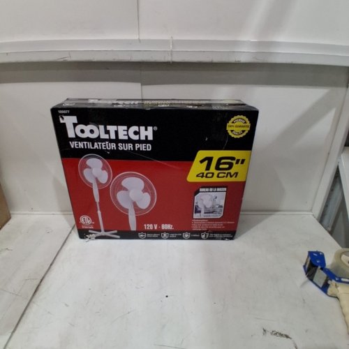 TOOLTECH 3-SPEED OSCILLATING PEDESTAL FAN - 16" - WHITE (MODEL: 100077) image 4