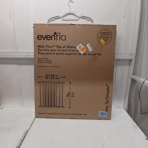 EVENFLO WALK-THRU TOP OF STAIRS BABY AND PET GATE - 32'' X 30'' - 48'' - FARMHOUSE BROWN ( MODEL: 1050) image 3