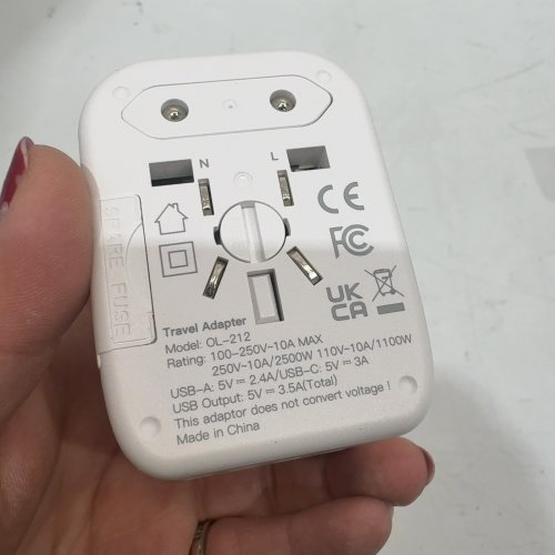 VYLEE 5-IN-1 UNIVERSAL INTERNATIONAL POWER TRAVEL PLUG ADAPTER - 3.5A - WHITE (MODEL:OL-212) image 3