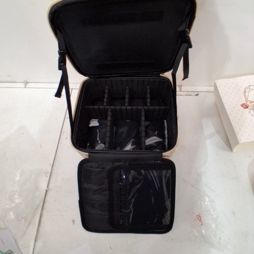 RELAVEL MAKEUP TRAVEL CASE WITH ADJUSTABLE DIVIDERS - 10" X 9.4" X 4.5" - MARBLE image 3