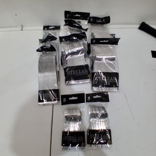 9(20PK) STEILLAIR DISPOSABLE UTENSILS - 60X KNIFES, 60X FORKS, 60X LARGE SPOONS, 40X SMALL SPOONS - SILVER image 2