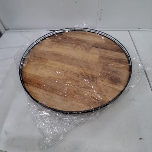 FARMHOUSE OAK LAZY SUSAN - 21" - ESPRESSO / BLACK image 2