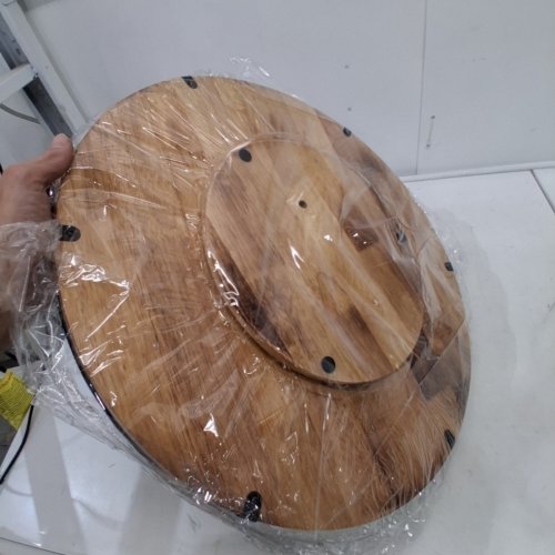 FARMHOUSE OAK LAZY SUSAN - 21" - ESPRESSO / BLACK image 3