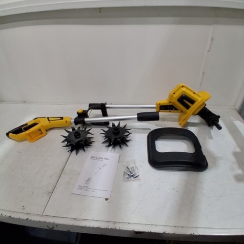 MELLIF CORDLESS TILLER CULTIVATOR - 48 STEEL TINES, 8.7" TILLING WIDTH, 6.3" DEPTH - 270RPM - *TOOL ONLY* - COMPATIBLE WITH DEWALT AND MELLIF 20V MAX BATTERY - YELLOW (MODEL: TLDCB20) image 2
