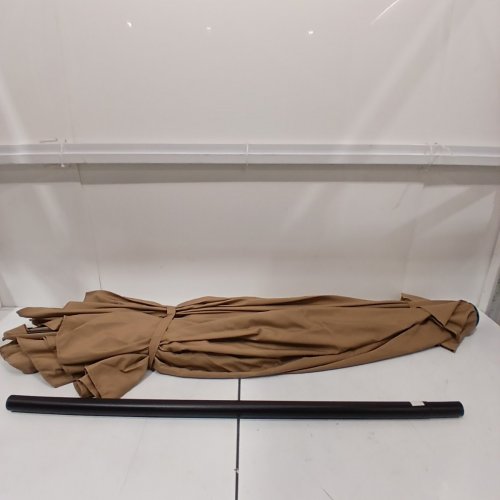 OUTDOOR STEEL MARKET PATIO UMBRELLA WITH CRANK / TILT PUSH BUTTON / 6 RIBS - 10FT - TAN (MODEL: NP12326CF) image 2