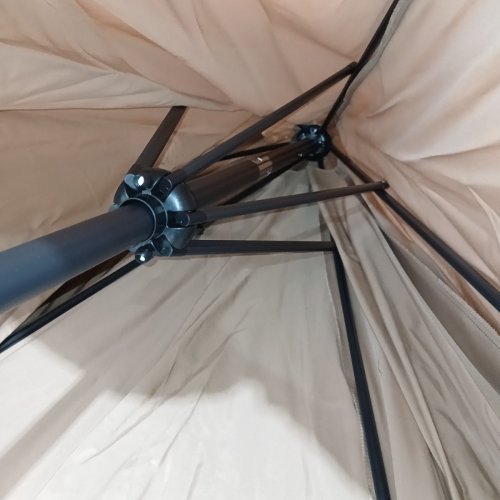OUTDOOR STEEL MARKET PATIO UMBRELLA WITH CRANK / TILT PUSH BUTTON / 6 RIBS - 10FT - TAN (MODEL: NP12326CF) image 3
