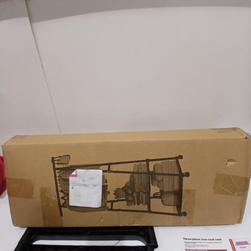 METAL COAT RACK WITH 2 SHELVING TIERS - BLACK image 5