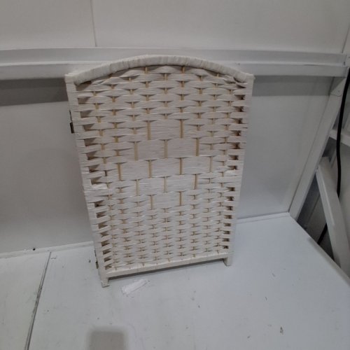 4PANEL RED LANTERN SHORT DIAMOND WEAVE FIBER FOLDING SCREEN - 2FT TALL - WHITE (ITEM: HJ211065-4P-WHT) image 3