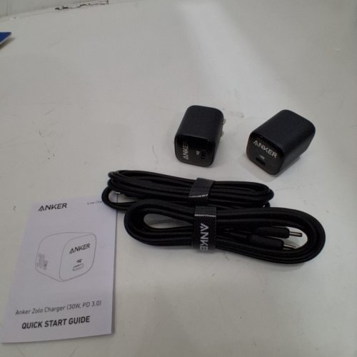 4PC ANKER ZOLO CHARGER SET WITH 2 ADAPTERS, AND 2 USB-C TO USB-C CABLES - 30W - 6FT - BLACK (MODEL: 8781600 / B2698J11-5) image 3