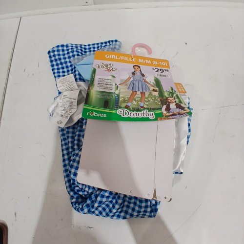 3PC GIRLS RUBIES WIDARD OF OZ DOROTHY COSTUME - MEDIUM (8-10) - BLUE AND WHITE image 2