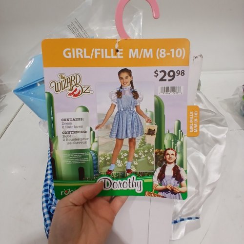 3PC GIRLS RUBIES WIDARD OF OZ DOROTHY COSTUME - MEDIUM (8-10) - BLUE AND WHITE image 3