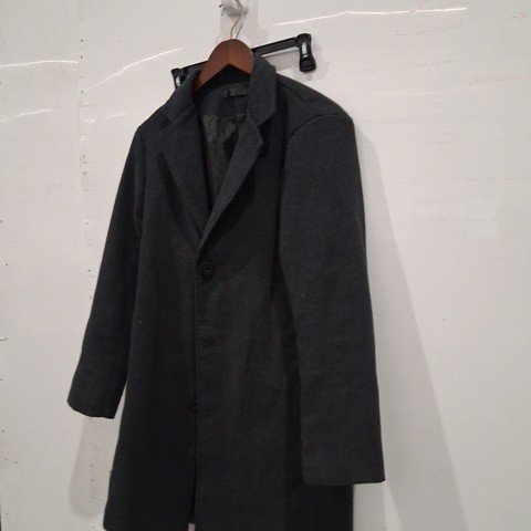 WOMEN'S SINGLE-BREASTED WOOL-BLEND OVERCOAT - EXTRA LARGE - DARK GREY image 2