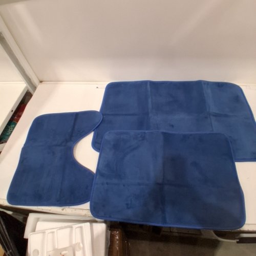 3PC ABSORBENT BATHROOM MATS - 20"X32"/20"X23"/20"X20" - BLUE image 2