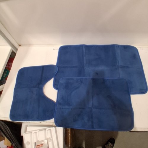 3PC ABSORBENT BATHROOM MATS - 20"X32"/20"X23"/20"X20" - BLUE image 3