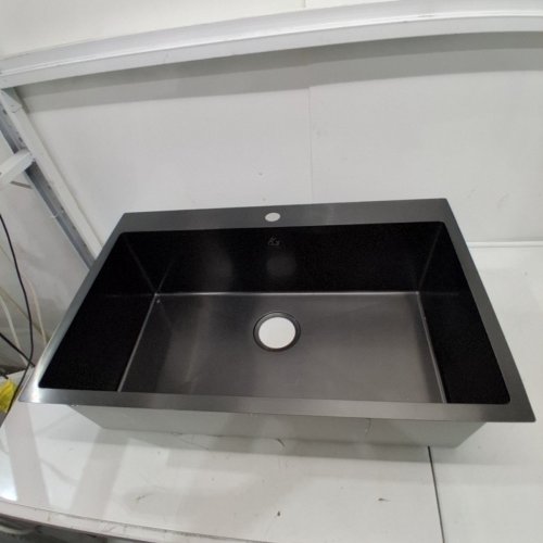 YUTONG TOP-MOUNT SINGLE BOWL STAINLESS STEEL SINK - 31" X 20" X 9" - BLACK image 3